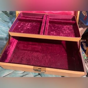 vintage  jewelry box Farrington texol maroon velvet lined